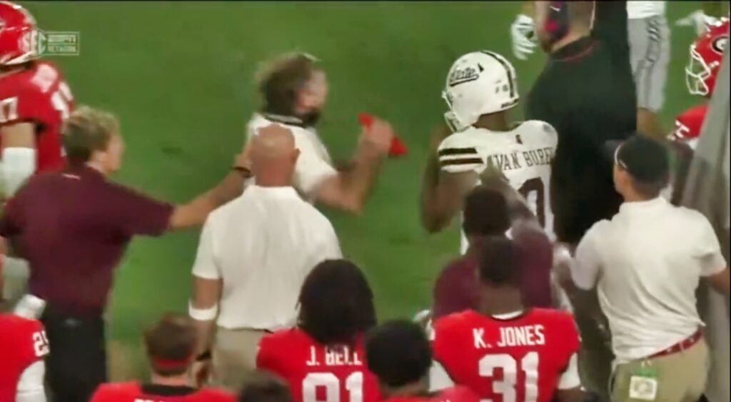 Kirby Smart shoving Michael Van Burren