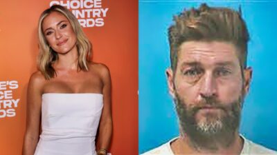 Kristin Cavallari posing in white dress and Jay Cutler posing for mug shot