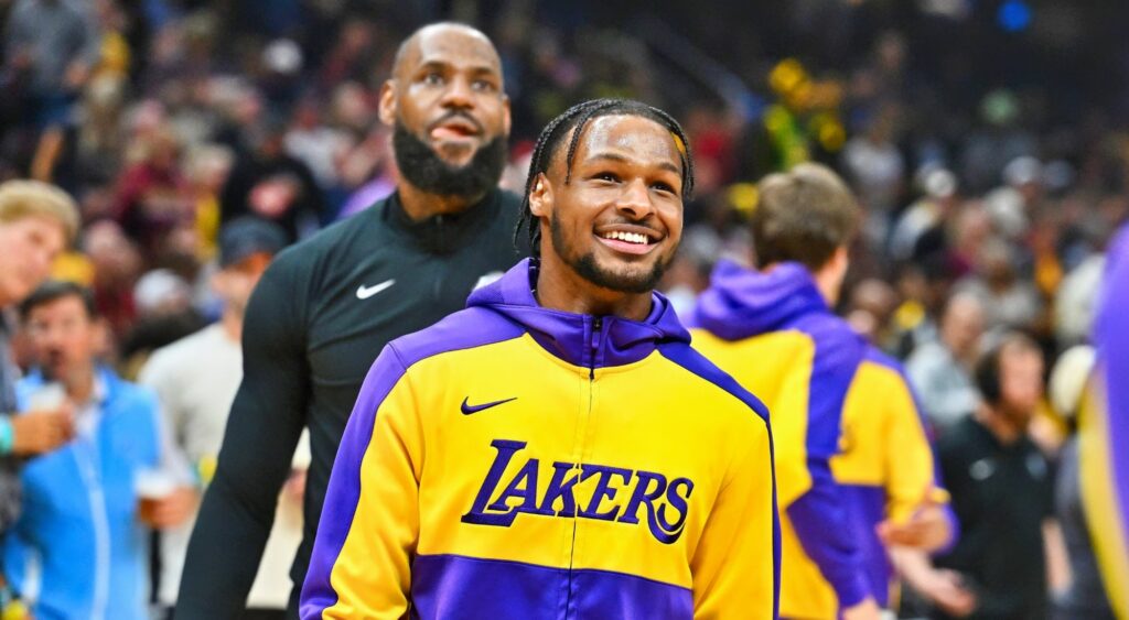 Bronny James and LeBron get honored by the Cavs