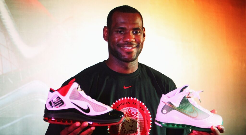 LeBron James Posing With Nike Shoes