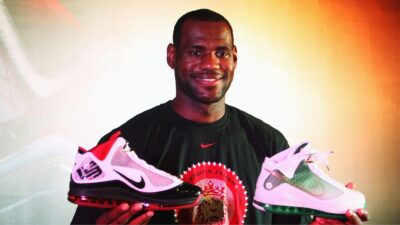 LeBron James Posing With Nike Shoes