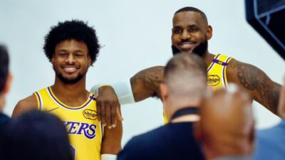 Bronny James drained a three-pointer over LeBron James during team Practice