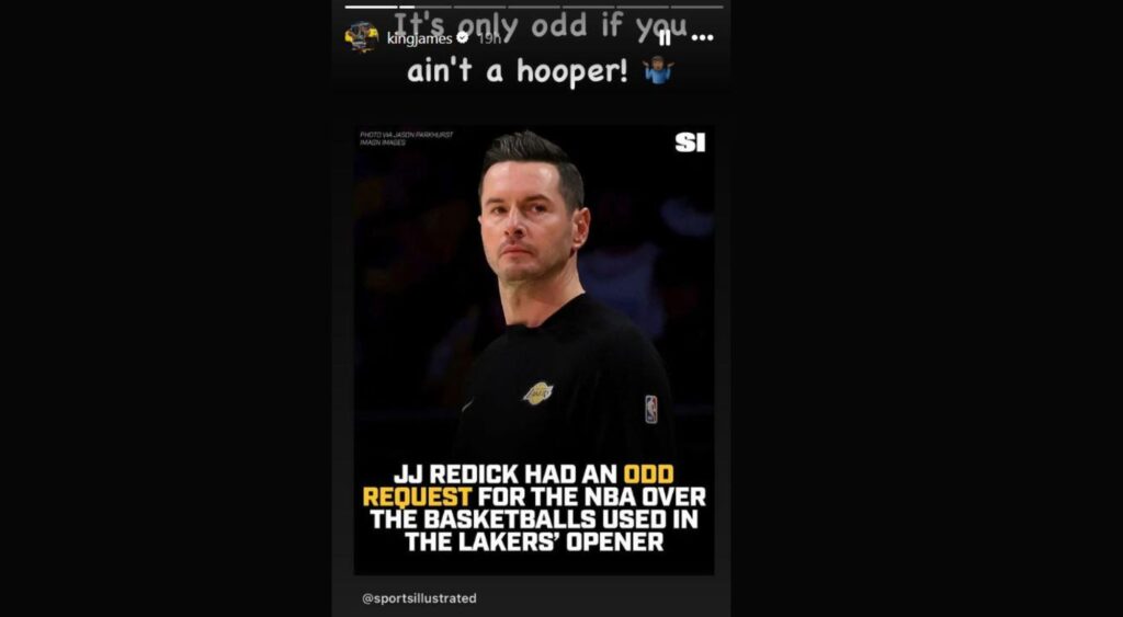 LeBron James reposted JJ Redick Instagram Story