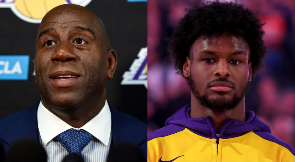 Magic Johnson praises Bronny James' strong defense and NBA potential.