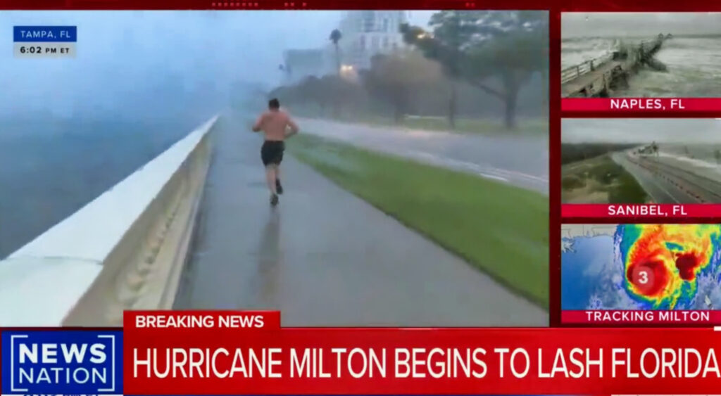 Man believed to be Baker Mayfield jogging shirtless