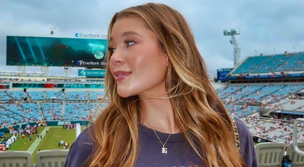 Marissa Lawrence looks on at a Jaguars game.