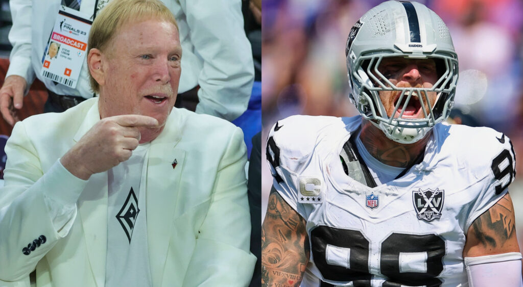 Photos of Raiders owner Mark Davis and player Maxx Crosby