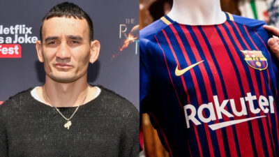 Max Holloway receives Barcelona FC Jersey