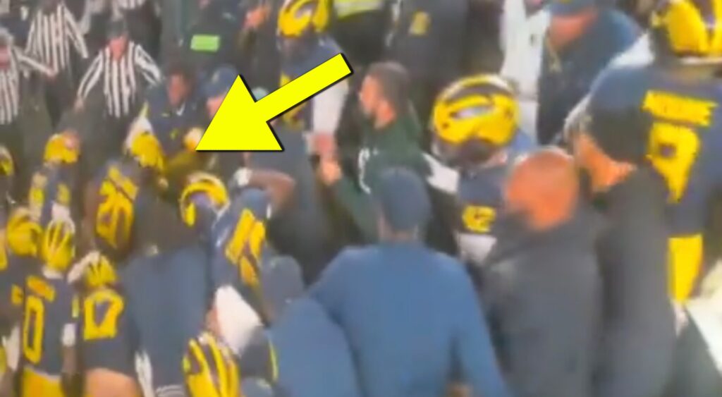 Michigan Wolverines and Michigan State Spartans players brawling