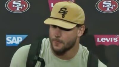 Nick Bosa speaking to reporters