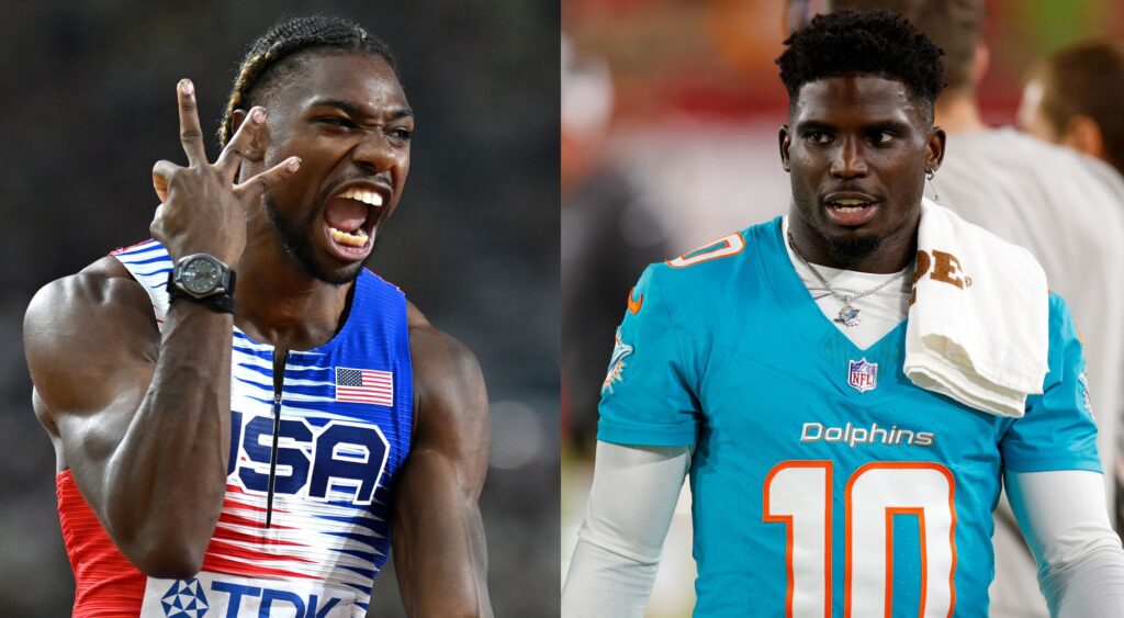 Noah Lyles is feuding against Tyreek Hill