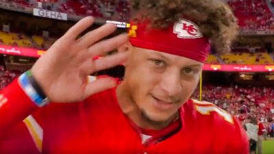 Patrick Mahomes waving to camera