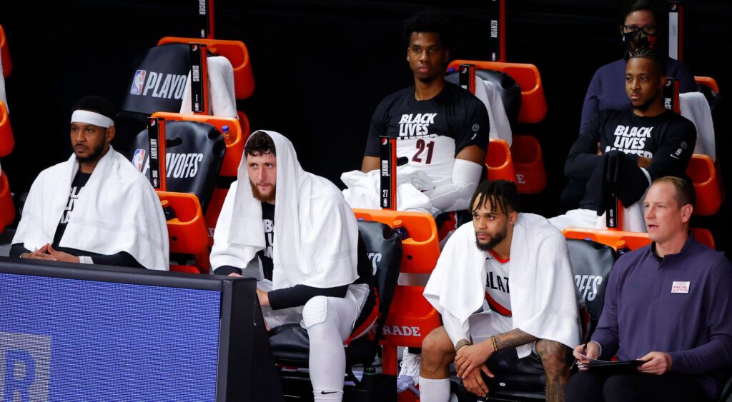 Portland Trail Blazers dejected and sad