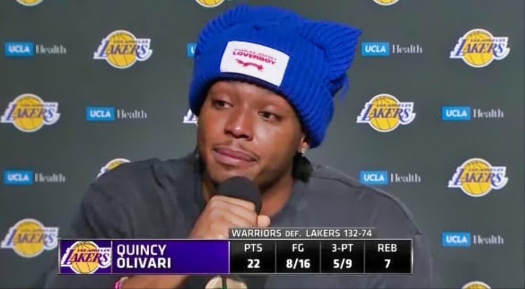 Lakers rookie Quincy Olivari talks about Steph Curry's influence.