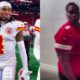 Rashee Rice in uniform and his mom in Chiefs jersey