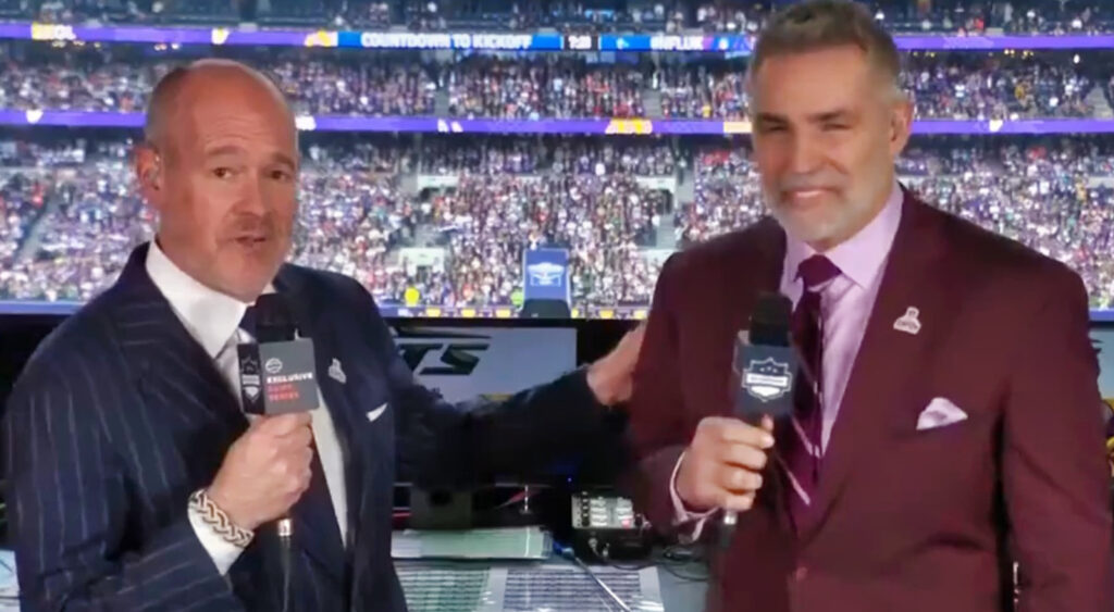 Rich Eisen in the booth with Kurt Warner