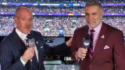 Rich Eisen in the booth with Kurt Warner