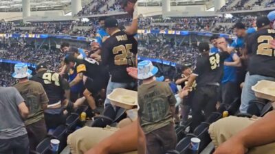 Saints, Chargers, and Steelers fans fighting in stands