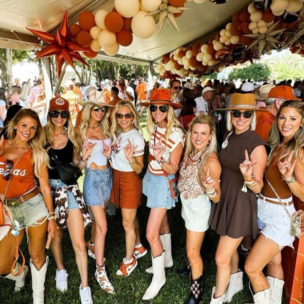 Jane Slater posing with group of friends