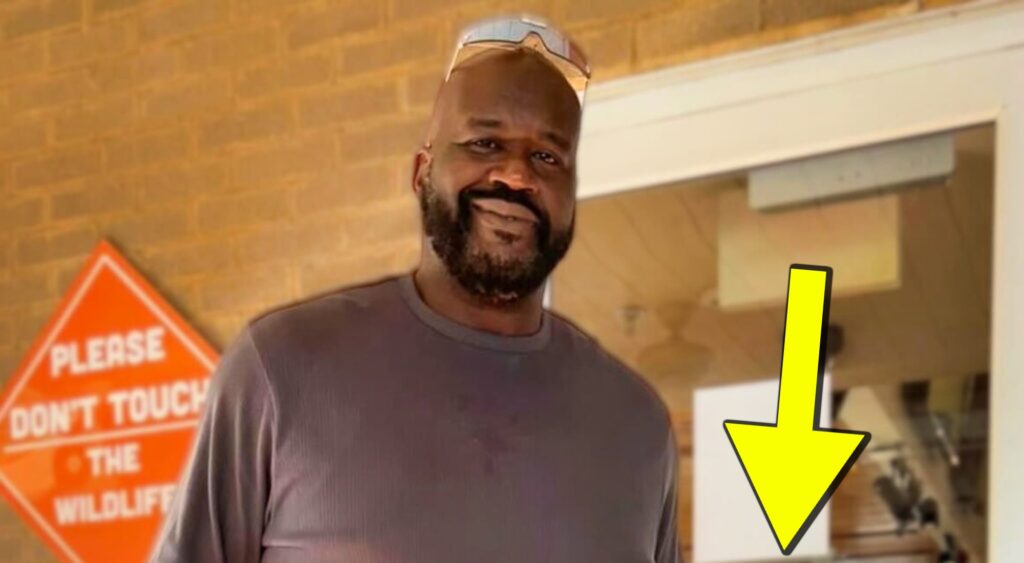 Shaquille O'Neal poses with a hooters waitress.