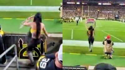 Steelers fan run on field