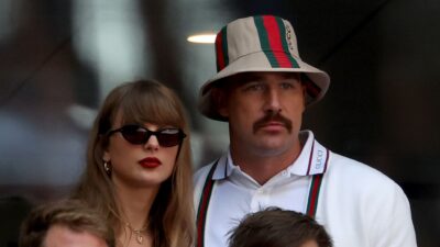 Taylor Swift and Travis Kelce of the Kansas City Chiefs attend the Tennis Men's Singles Final match