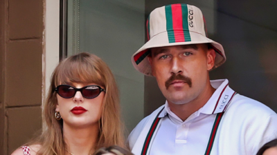 Singer-songwriter Taylor Swift and Travis Kelce of the Kansas City Chiefs attend the Men's Singles Final match between Taylor Fritz of the United States and Jannik Sinner of Italy in US Open 2024