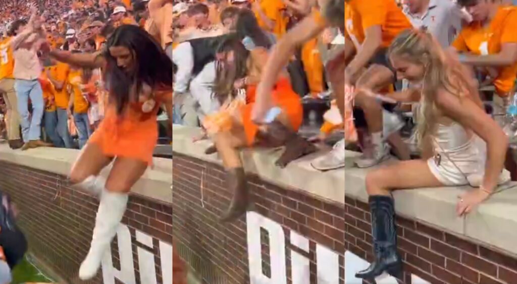 Tennessee Volunteers fans rushing the field.