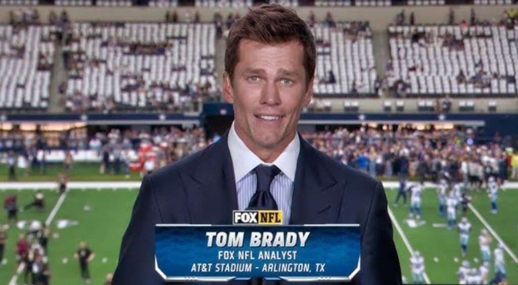 Tom Brady in broadcast booth