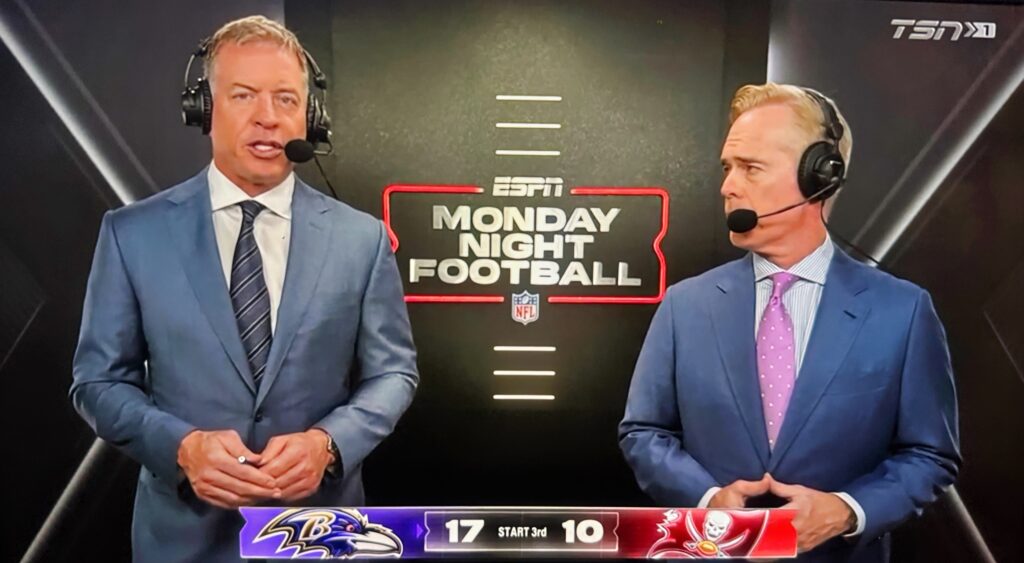 Troy Aikman and Joe buck calling the Bucs-Ravens game.