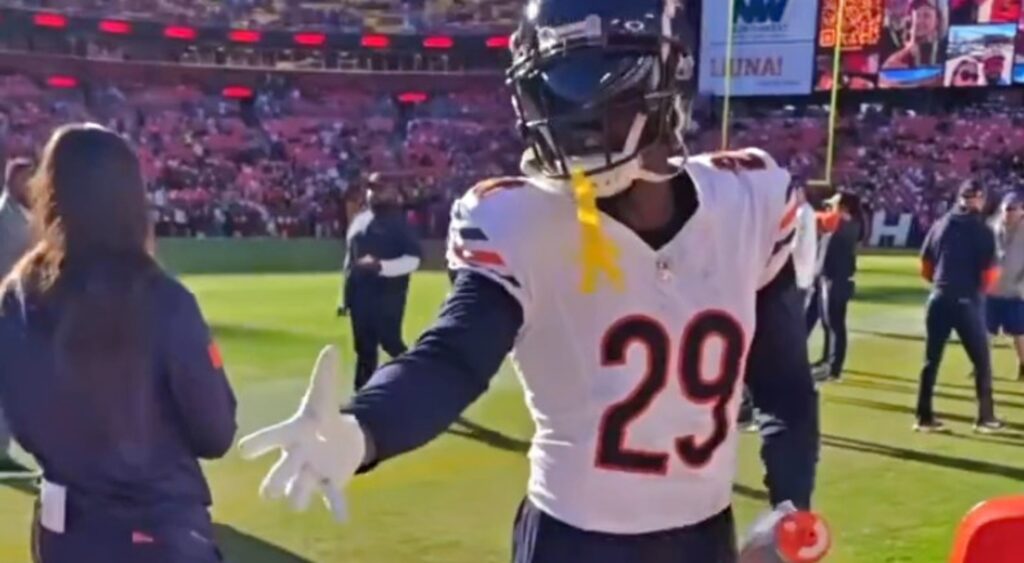 Tyrique Stevenson on sidelines in uniform