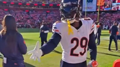 Tyrique Stevenson on sidelines in uniform