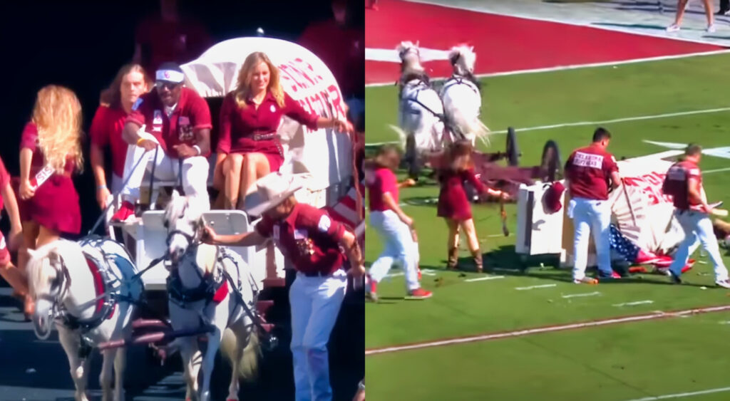 VIDEO: The Entire Internet Is Tripping Out Over Scary Viral Video Of Oklahoma Sooner Schooner Crash During Game