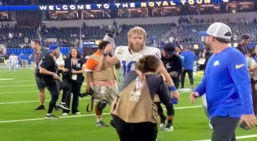 Cooper Kupp of Los Angeles Rams walking off field.