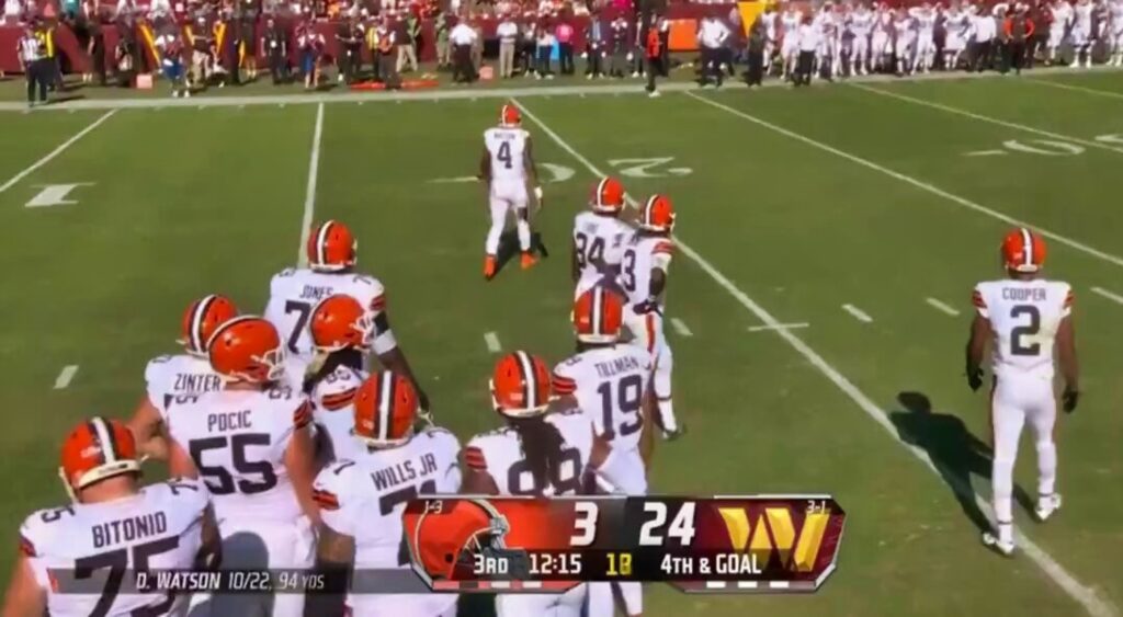 Deshaun Watson of Cleveland Browns walking off field.