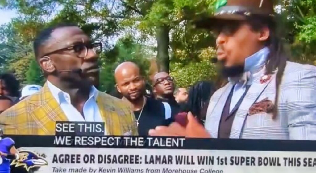 A fan in the background of "First take" who looks exactly like Shannon Sharpe