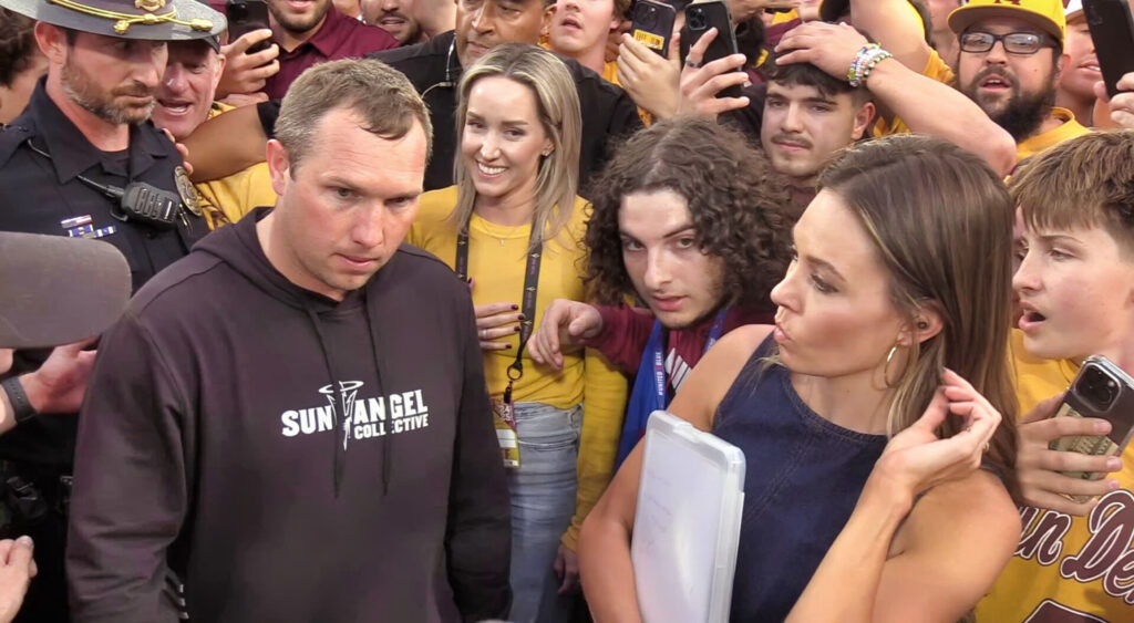 ASU Head Coach Kenny Dillingham Caught On Camera Throwing A Hissy Fit And Yelling At The Refs With His Wife Standing Next To Him During Win Over BYU