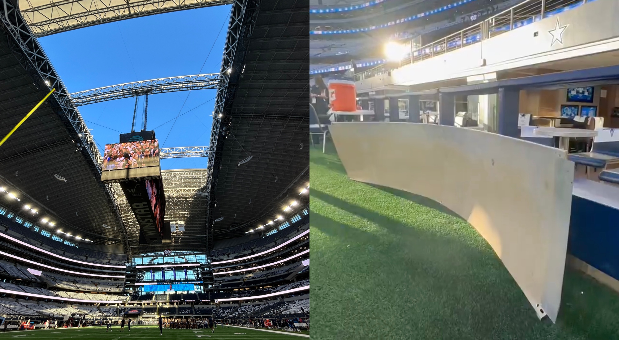 VIDEO: AT&T Stadium Suffered Frightening Accident Ahead Of Cowboys-Texans  MNF Game That Could Pose A Serious Risk To Fans