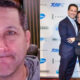 Photo of Adam Schefter grimacing and photo of Adam Schefter holding his wife