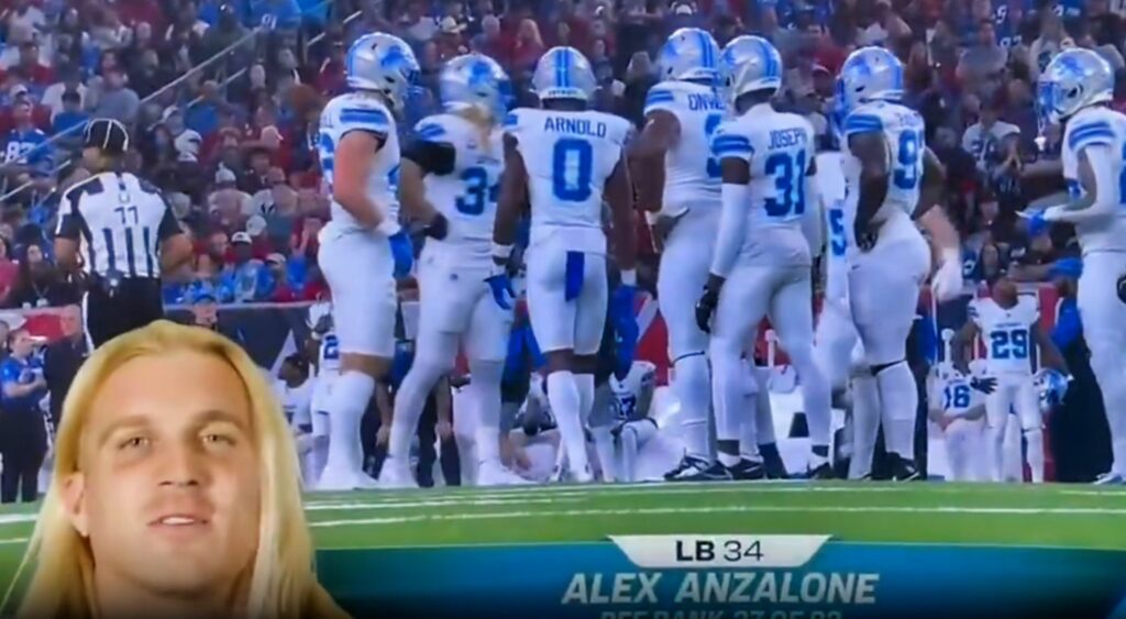 Alex Anzalone during SNF intro