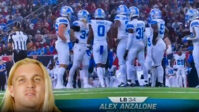 Alex Anzalone during SNF intro