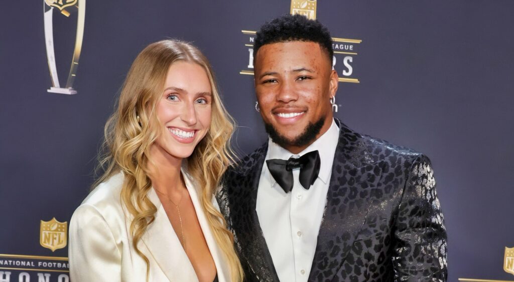 Anna Congdon and Saquon Barkley attend the 12th annual NFL Honors at Symphony Hall