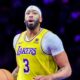 Anthony Davis of the Los Angeles Lakers brings the ball up the court against the New Orleans Pelicans