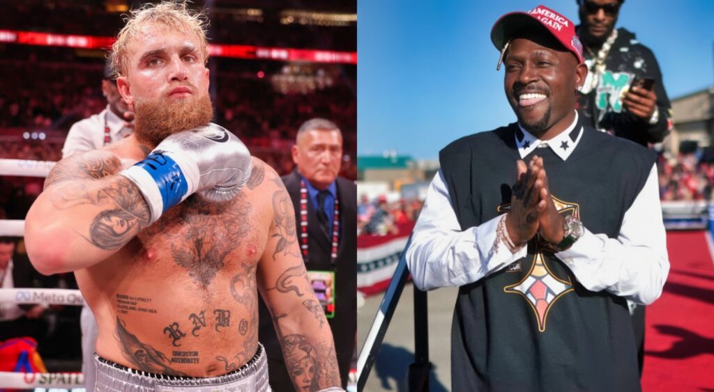 Antonio Brown at Trump rally and Jake Paul in boxing ring