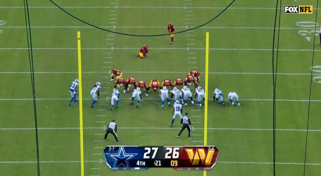 Austin Seibert missing the extra point in Commanders-Cowboys game