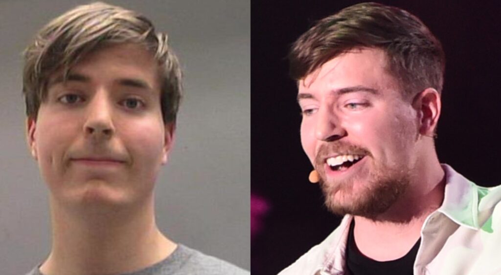 MrBeast's mug shot and MrBeast at the KCA's