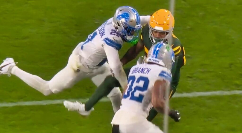 Brian Branch on a tackle of Packers player