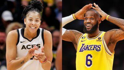 Candace Parker of the Las Vegas Aces, and LeBron James of the Los Angeles Lakers