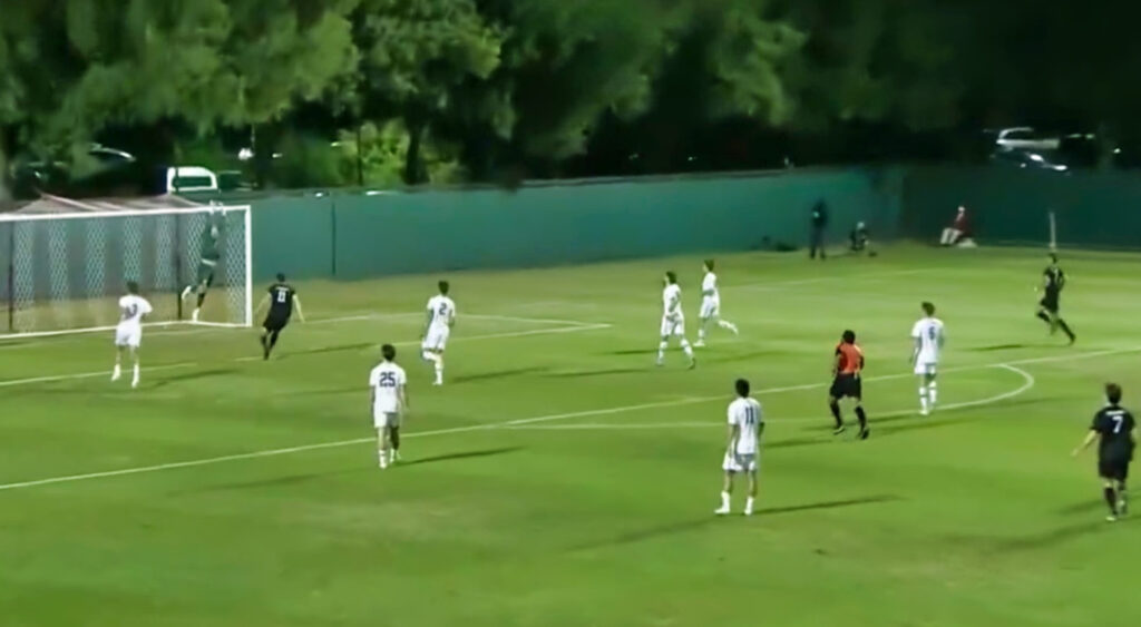 College soccer game between Notre Dame and Stanford