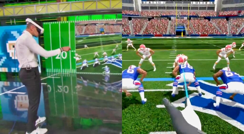 Dan Orlovsky using VR to simulate being Josh Allen.